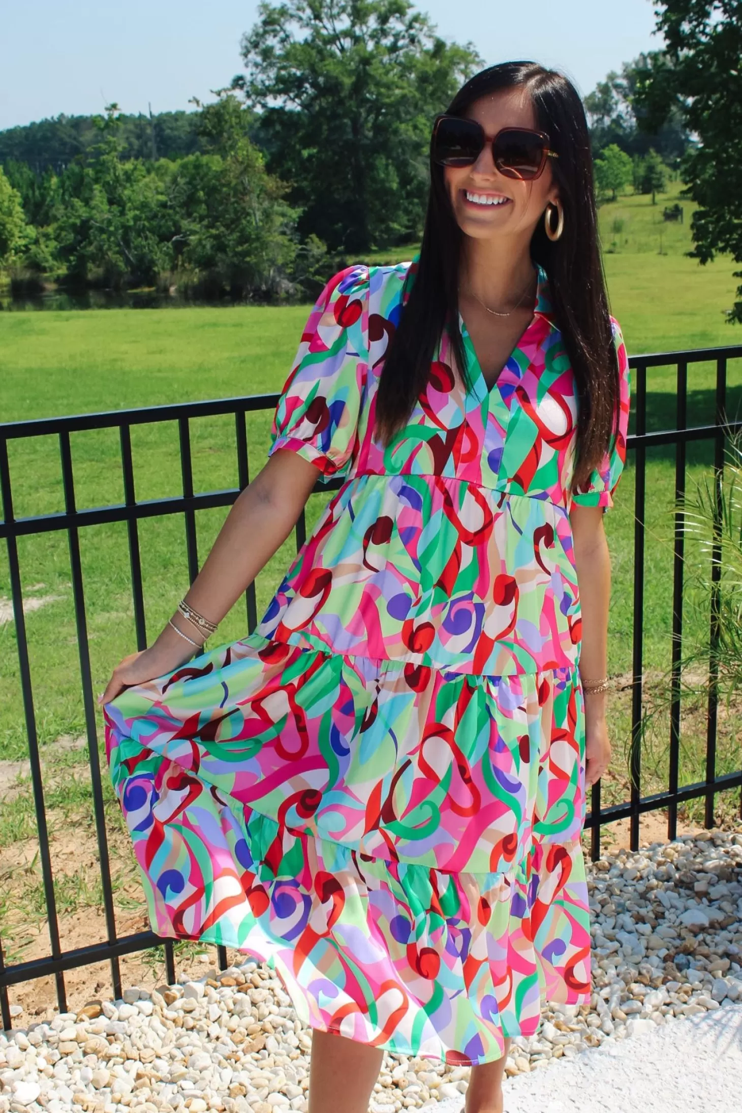 Allie Lynn's Boutique Maxi/Midi Dresses<Color Pop Abstract Midi Dress