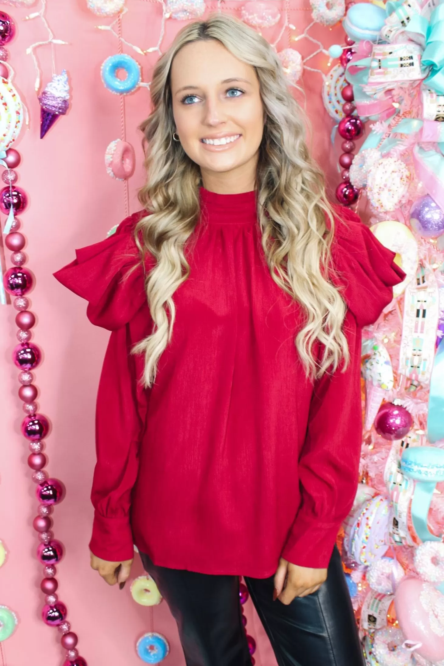 Allie Lynn's Boutique Solid Tops<Fancy Holiday Top "Burgundy"