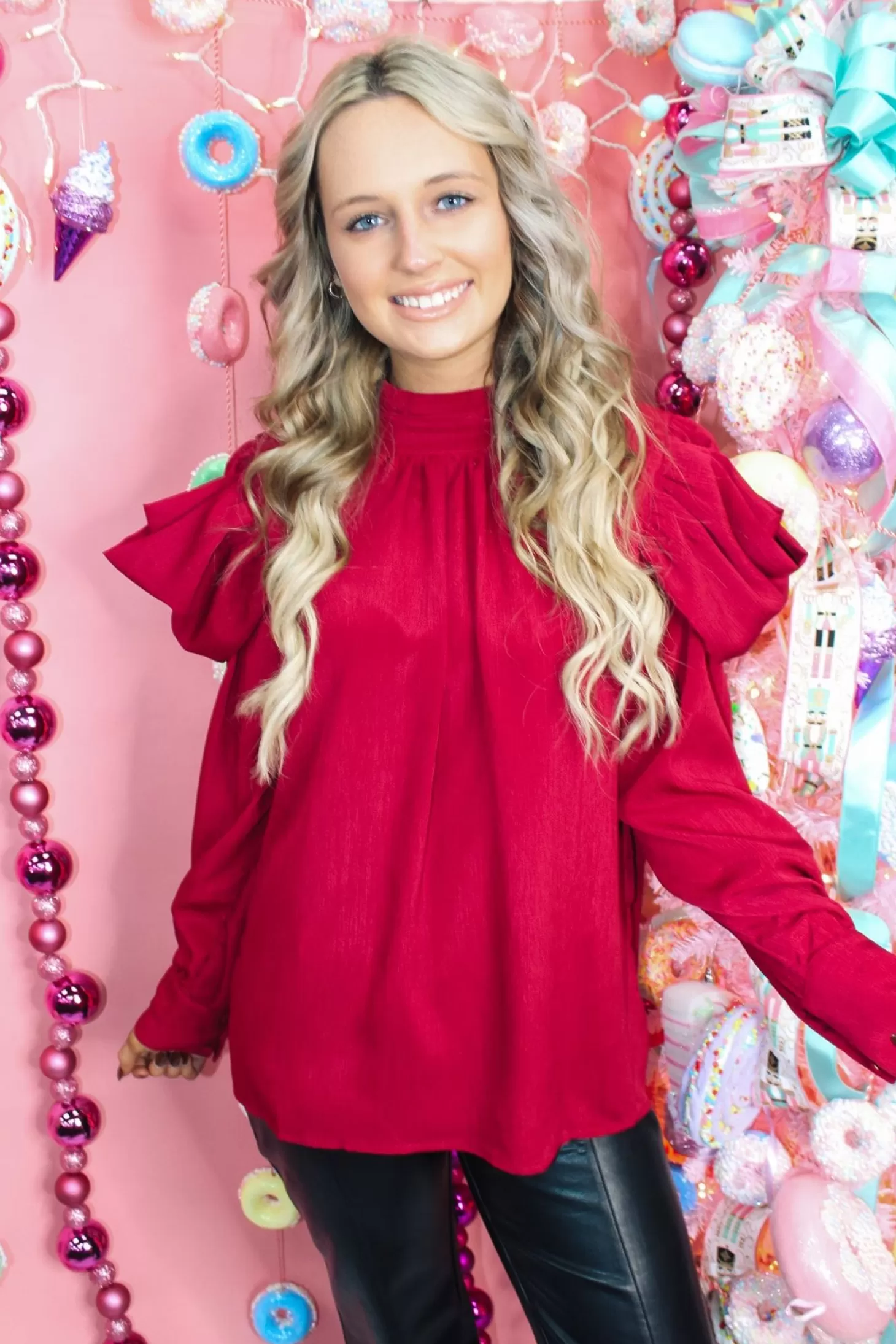 Allie Lynn's Boutique Solid Tops<Fancy Holiday Top "Burgundy"