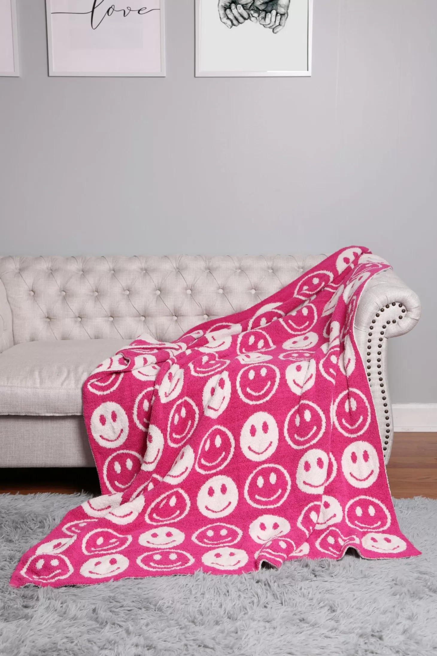 Allie Lynn's Boutique Gifts<Happy Face Blanket "Pink"