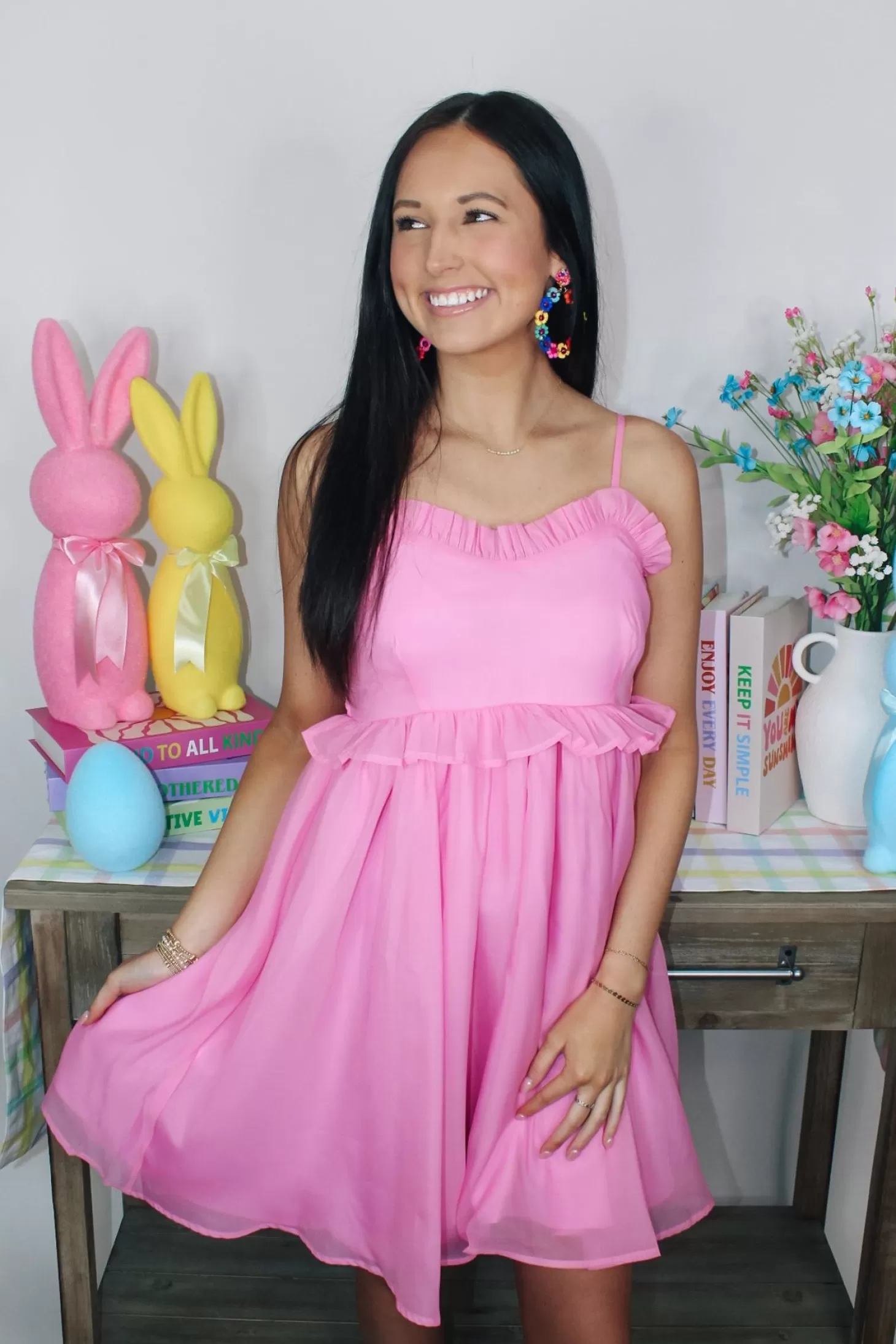 Allie Lynn's Boutique Solid Dresses<Harper Mini Dress "Barbie Pink"