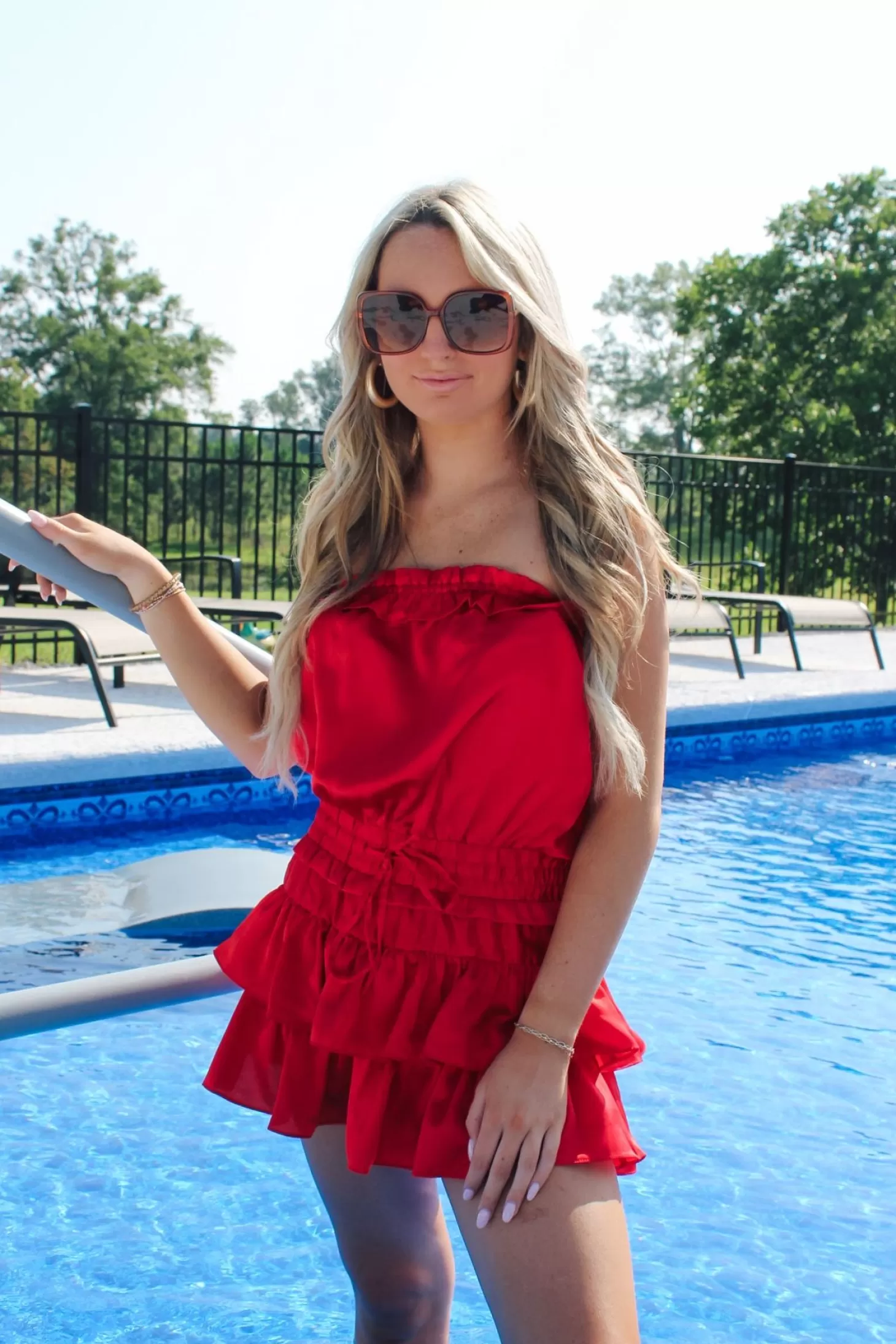 Allie Lynn's Boutique Rompers/Sets<Hot Red Strapless Romper Dress