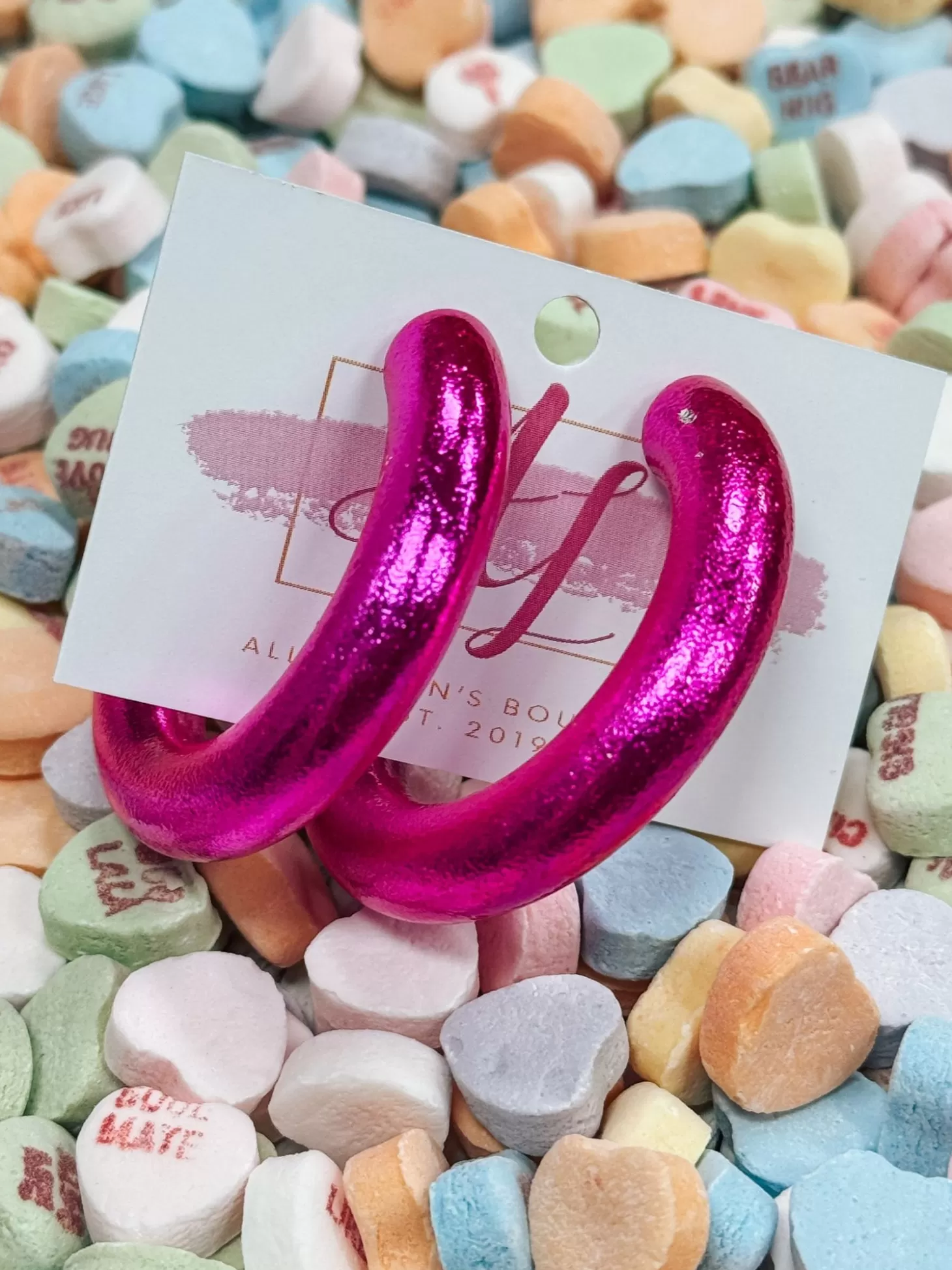 Allie Lynn's Boutique Jewelry<Metallic Hoops "Fuchsia"