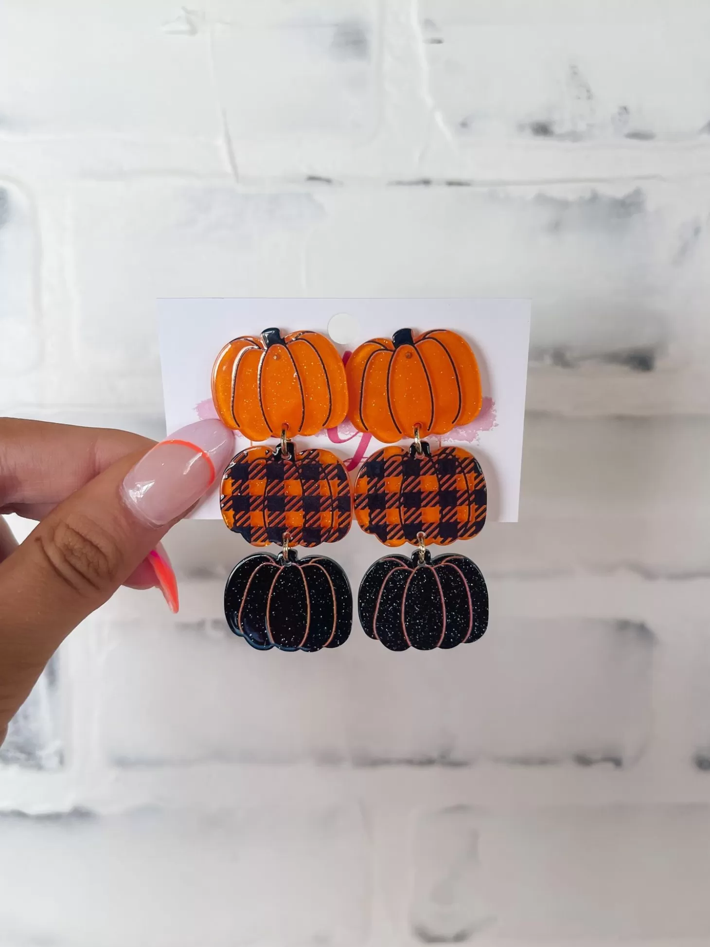 Allie Lynn's Boutique Jewelry<Pumpkin Earrings "Plaid"