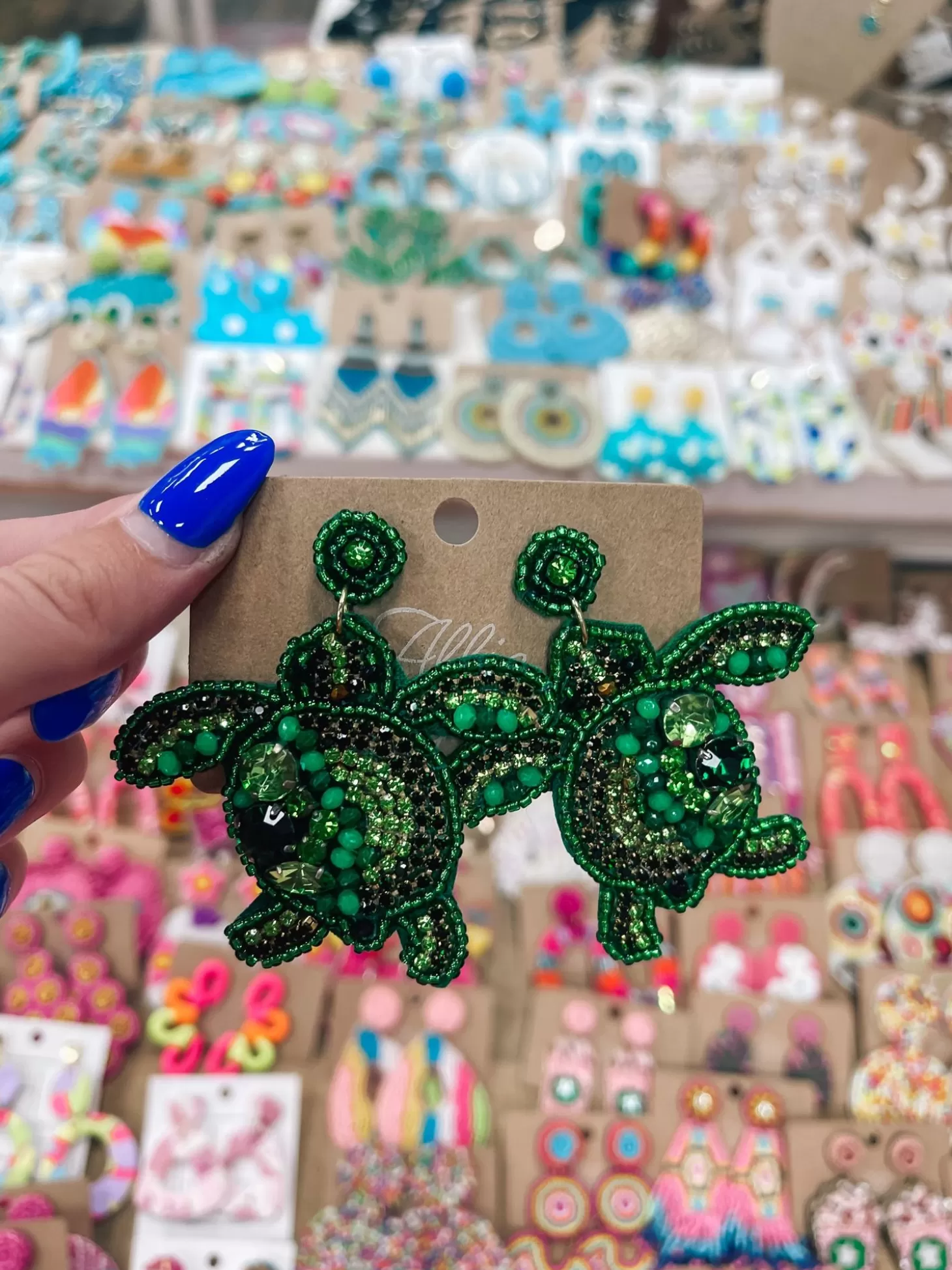 Allie Lynn's Boutique Jewelry<Rhinestone Seaturtle Earrings "Green"