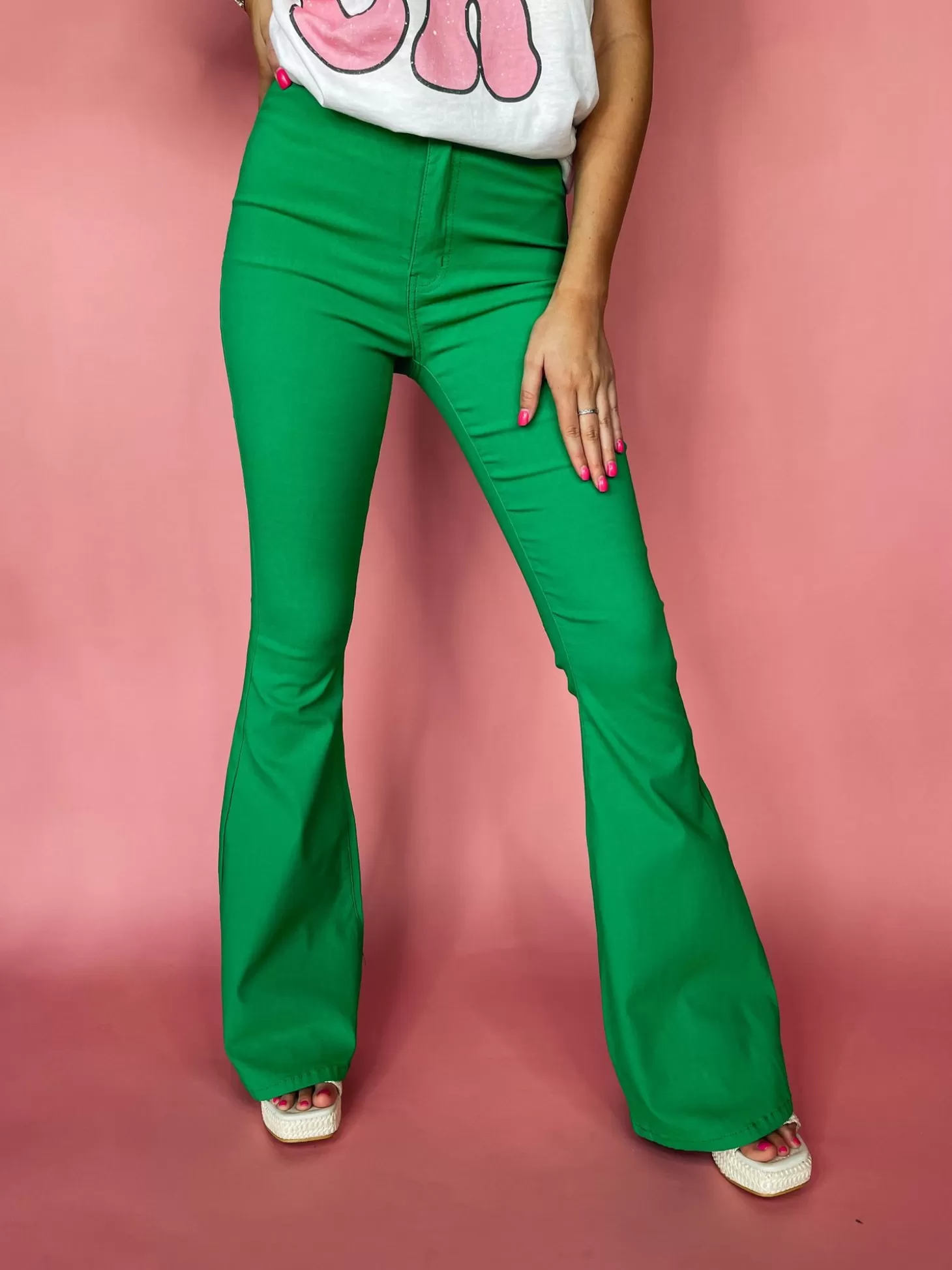 Allie Lynn's Boutique Pants<Stretch Bell Bottoms "Kelly Green"