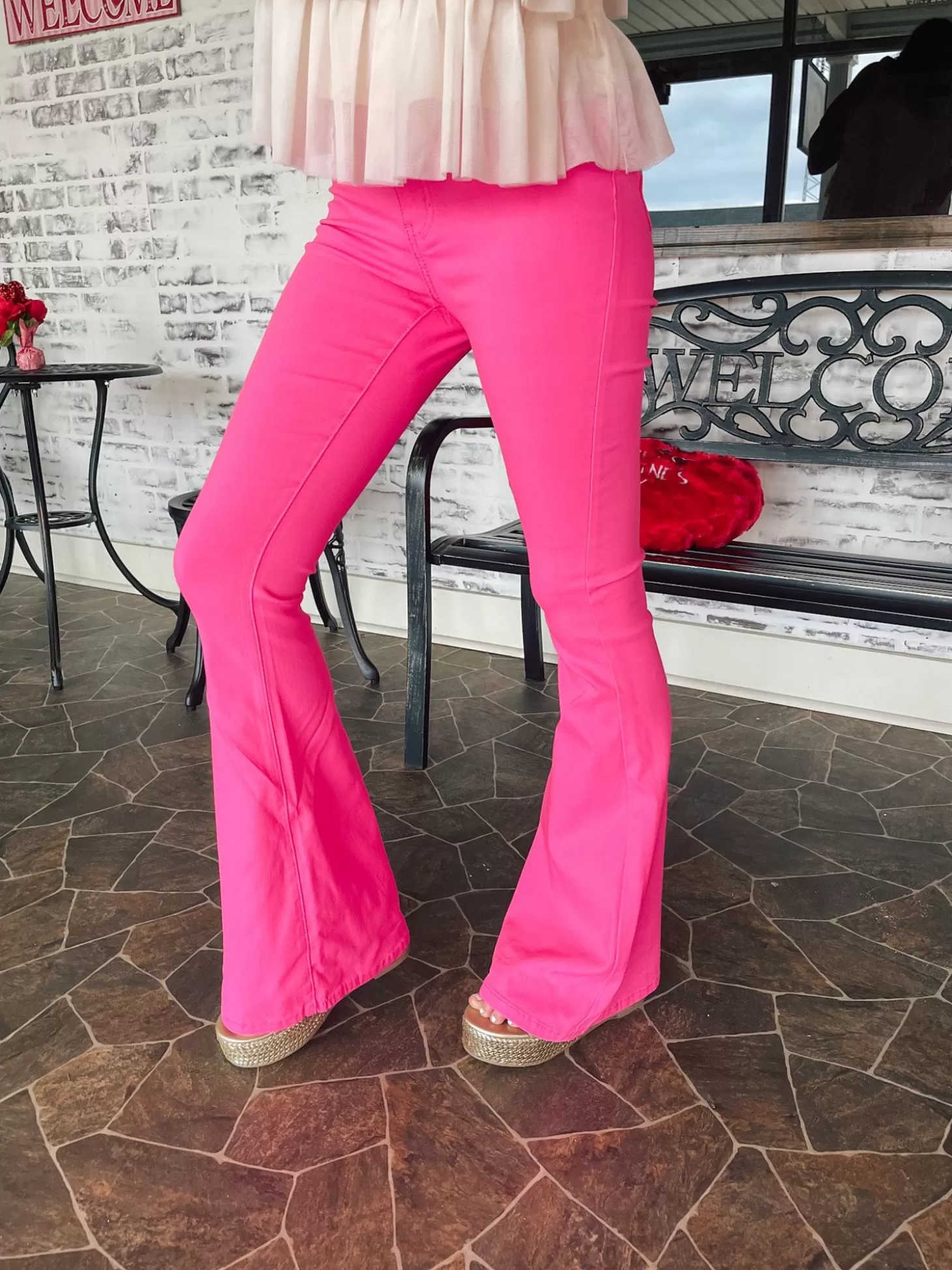 Allie Lynn's Boutique Pants<Stretch Bell Bottoms "Pink"